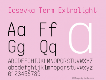 Iosevka Term Extralight 1.13.2; ttfautohint (v1.6)图片样张