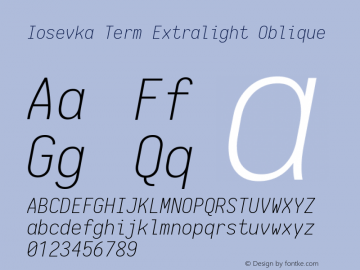 Iosevka Term Extralight Oblique 1.13.2; ttfautohint (v1.6)图片样张