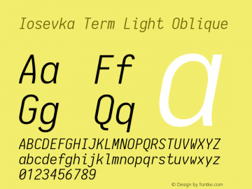 Iosevka Term Light Oblique 1.13.2; ttfautohint (v1.6)图片样张