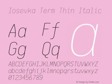 Iosevka Term Thin Italic 1.13.2; ttfautohint (v1.6)图片样张