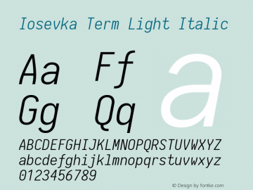 Iosevka Term Light Italic 1.13.2; ttfautohint (v1.6)图片样张
