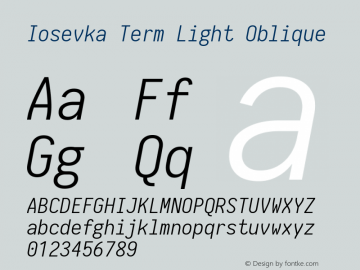 Iosevka Term Light Oblique 1.13.2; ttfautohint (v1.6)图片样张