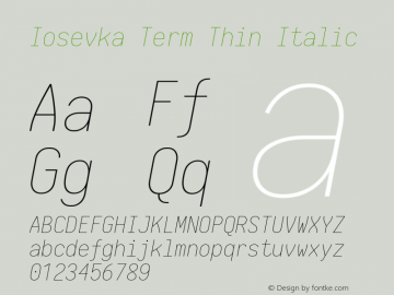 Iosevka Term Thin Italic 1.13.2; ttfautohint (v1.6)图片样张