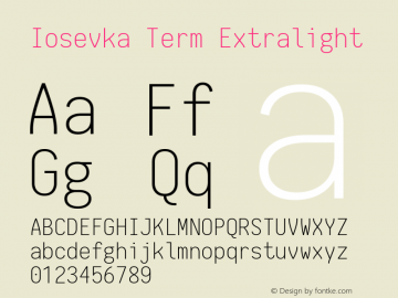 Iosevka Term Extralight 1.13.2; ttfautohint (v1.6)图片样张