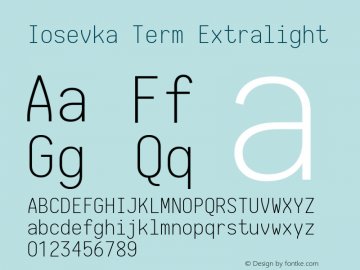 Iosevka Term Extralight 1.13.2; ttfautohint (v1.6)图片样张