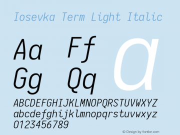 Iosevka Term Light Italic 1.13.2; ttfautohint (v1.6)图片样张