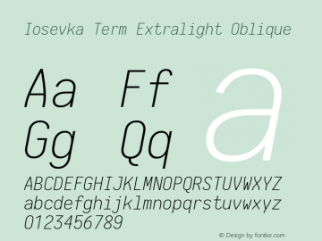 Iosevka Term Extralight Oblique 1.13.2; ttfautohint (v1.6)图片样张