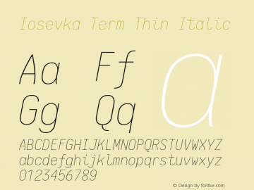 Iosevka Term Thin Italic 1.13.2; ttfautohint (v1.6)图片样张