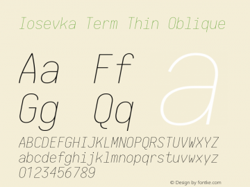 Iosevka Term Thin Oblique 1.13.2; ttfautohint (v1.6)图片样张