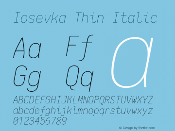 Iosevka Thin Italic 1.13.2; ttfautohint (v1.6)图片样张