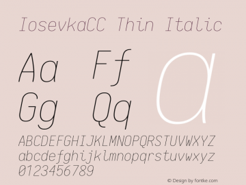 IosevkaCC Thin Italic 1.13.2; ttfautohint (v1.6) Font Sample