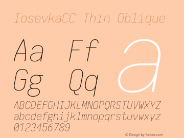 IosevkaCC Thin Oblique 1.13.2; ttfautohint (v1.6) Font Sample