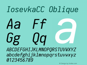 IosevkaCC Oblique 1.13.2; ttfautohint (v1.6) Font Sample