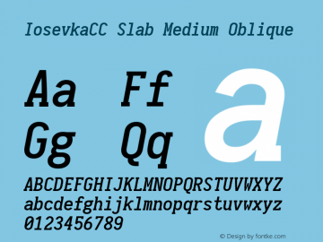 IosevkaCC Slab Medium Oblique 1.13.2; ttfautohint (v1.6) Font Sample