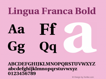 Lingua Franca Bold Version 1.12 Font Sample