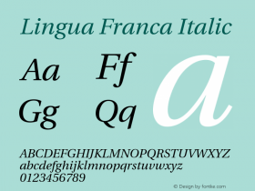 Lingua Franca Italic Version 1.12 Font Sample