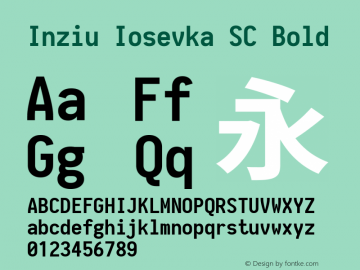 Inziu Iosevka SC Bold Version 1.13.2 Font Sample