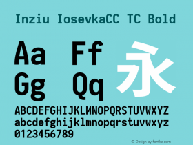 Inziu IosevkaCC TC Bold Version 1.13.2 Font Sample