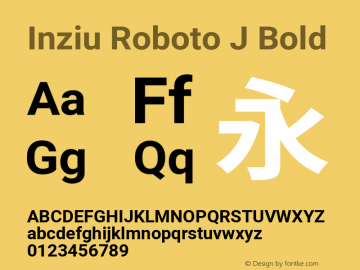 Inziu Roboto J Bold Version 1.13.2 Font Sample