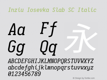 Inziu Iosevka Slab SC Italic Version 1.13.2 Font Sample
