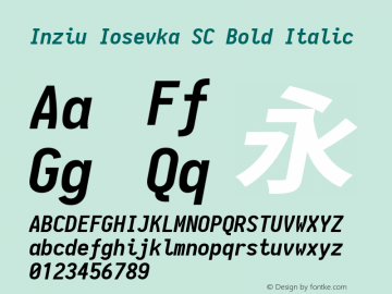 Inziu Iosevka SC Bold Italic Version 1.13.2 Font Sample