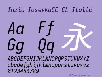 Inziu IosevkaCC CL Italic Version 1.13.2图片样张