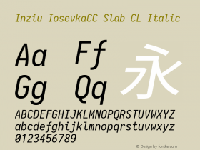 Inziu IosevkaCC Slab CL Italic Version 1.13.2 Font Sample