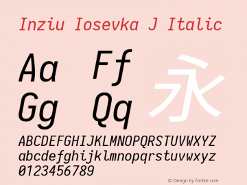 Inziu Iosevka J Italic Version 1.13.2 Font Sample