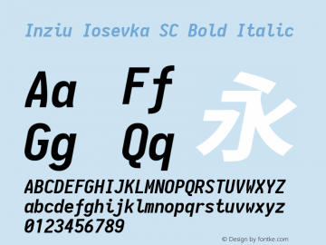 Inziu Iosevka SC Bold Italic Version 1.13.2 Font Sample