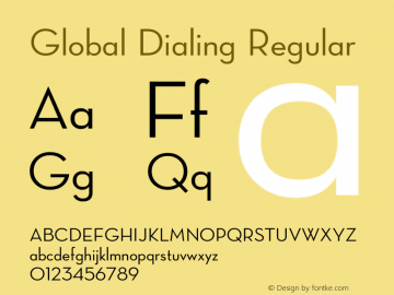 Global Dialing Version 1.00 Font Sample