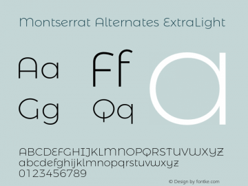 Montserrat Alternates ExtraLight Version 4.000;PS 004.000;hotconv 1.0.88;makeotf.lib2.5.64775图片样张