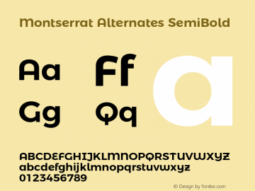 Montserrat Alternates SemiBold Version 4.000;PS 004.000;hotconv 1.0.88;makeotf.lib2.5.64775图片样张