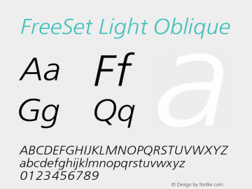 FreeSet Light Oblique Version 001.000 Font Sample