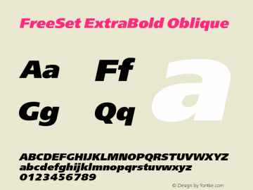 FreeSet ExtraBold Oblique Version 001.000 Font Sample