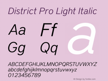 DistrictPro-LightItalic Version 1.000图片样张