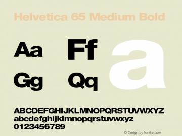 Helvetica 65 Medium Bold Version 1.0 Extracted by ASV http://www.buraks.com/asv Font Sample