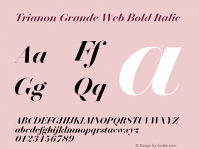 Trianon Grande Bold Italic Version 1.202;PS 1.202;hotconv 1.0.72;makeotf.lib2.5.5900; ttfautohint (v1.3.34-f4db) Font Sample