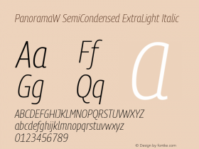 PanoramaW SemiCondensed UltraLight Bold Italic Version 1.001;PS 1.1;hotconv 1.0.72;makeotf.lib2.5.5900; ttfautohint (v0.92) -l 8 -r 50 -G 200 -x 14 -w 