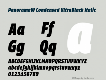 PanoramaW Condensed Black Bold Italic Version 1.001;PS 1.1;hotconv 1.0.72;makeotf.lib2.5.5900; ttfautohint (v0.92) -l 8 -r 50 -G 200 -x 14 -w 