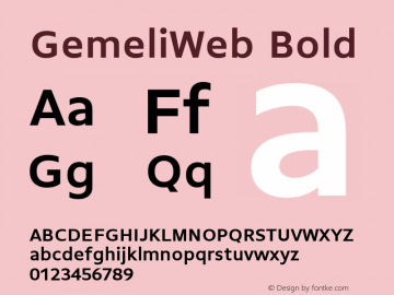 GemeliWeb Bold Version 1.001;PS 1.1;hotconv 1.0.72;makeotf.lib2.5.5900; ttfautohint (v0.92) -l 8 -r 50 -G 200 -x 14 -w 