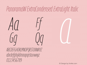 PanoramaW ExtraCondensed UltraLight Bold Italic Version 1.001;PS 1.1;hotconv 1.0.72;makeotf.lib2.5.5900; ttfautohint (v0.92) -l 8 -r 50 -G 200 -x 14 -w 