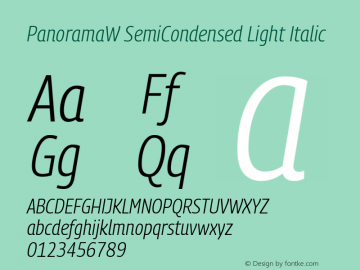 PanoramaW SemiCondensed Light Italic Version 1.001;PS 1.1;hotconv 1.0.72;makeotf.lib2.5.5900; ttfautohint (v0.92) -l 8 -r 50 -G 200 -x 14 -w 