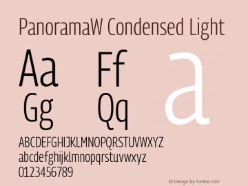 PanoramaW Condensed Light Regular Version 1.001;PS 1.1;hotconv 1.0.72;makeotf.lib2.5.5900; ttfautohint (v0.92) -l 8 -r 50 -G 200 -x 14 -w 