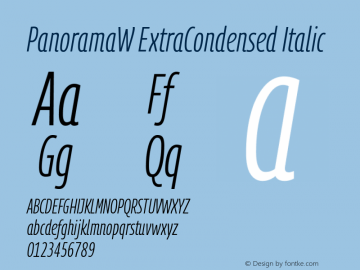 PanoramaW ExtraCondensed Italic Version 1.001;PS 1.1;hotconv 1.0.72;makeotf.lib2.5.5900; ttfautohint (v0.92) -l 8 -r 50 -G 200 -x 14 -w 