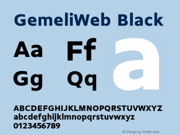 GemeliWeb Black Regular Version 1.001;PS 1.1;hotconv 1.0.72;makeotf.lib2.5.5900; ttfautohint (v0.92) -l 8 -r 50 -G 200 -x 14 -w 