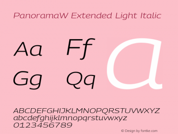 PanoramaW Extended Light Italic Version 1.001;PS 1.1;hotconv 1.0.72;makeotf.lib2.5.5900; ttfautohint (v0.92) -l 8 -r 50 -G 200 -x 14 -w 