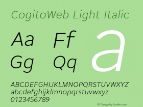 CogitoWeb Light Italic Version 1.001;PS 1.1;hotconv 1.0.72;makeotf.lib2.5.5900; ttfautohint (v0.92) -l 8 -r 50 -G 200 -x 14 -w 