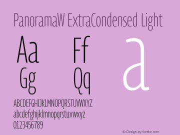 PanoramaW ExtraCondensed Light Regular Version 1.001;PS 1.1;hotconv 1.0.72;makeotf.lib2.5.5900; ttfautohint (v0.92) -l 8 -r 50 -G 200 -x 14 -w 