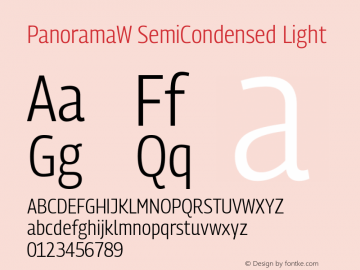 PanoramaW SemiCondensed Light Regular Version 1.001;PS 1.1;hotconv 1.0.72;makeotf.lib2.5.5900; ttfautohint (v0.92) -l 8 -r 50 -G 200 -x 14 -w 