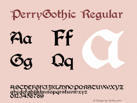 PerryGothic Regular Altsys Fontographer 3.5  10/1/92 Font Sample